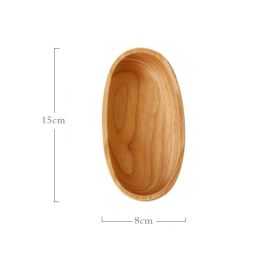 Rubber Wood Boat-shaped Oval Wooden Bowl Snack Breakfast Salad