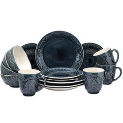 Elama Petra 16 Piece Stoneware Dinnerware Set