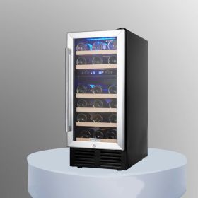 15 Inch Wine Cooler Refrigerators 28 Bottle Stainless Steel, Digital Temperature Control