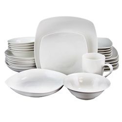 Gibson Home Hagen Square Dinnerware Set in White; Set of 30