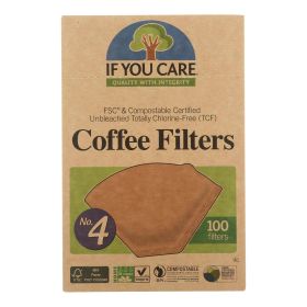 If You Care #4 Cone Coffee Filters - Brown - Case of 12 - 100 Count