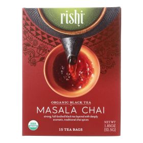 Rishi Organic Tea - Masala Chai - Case of 6 - 15 Bags