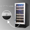 15 Inch Wine Cooler Refrigerators 28 Bottle Stainless Steel, Digital Temperature Control