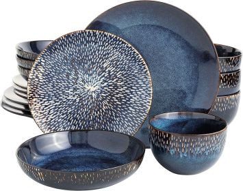 16-Piece Modern Cobalt Clay Dinnerware Set (Serves 4)