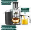 KOIOS Centrifugal Juicer Machines; Juice Extractor with Extra Large 3inch Feed Chute Filter; High Juice Yield for Fruits and Vegetables; Easy to Clean