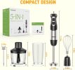 FUNAVO hand blender,800W 5-in-1 Immersion Hand Blender,12-Speed Multi-function Stick Blender with 500ml Chopping Bowl, Whisk, 600ml Mixing Beaker, Mil