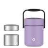 Healter 1.6 Litres Vacuum Insulated Food Flasks for Hot Food;  1600ml Stainless Steel Thermal Soup Container/ Food Jar with 2 inner boxes for Adult;