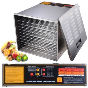 1200W 10 Tray Stainless Steel Dehydrator (Color: As Picture)