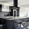 30 inch Stainless Steel Kitchen Island Range Hood 900CFM Tempered Glass 3 Speed Black LEDs