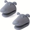 2pcs Oven Mitts, Food Grade High Temperature Resistant Silicone Hand Clip, Baking Gloves, Oven Gloves, Silicone Hippopotamus Heat Insulated Hand Clip,